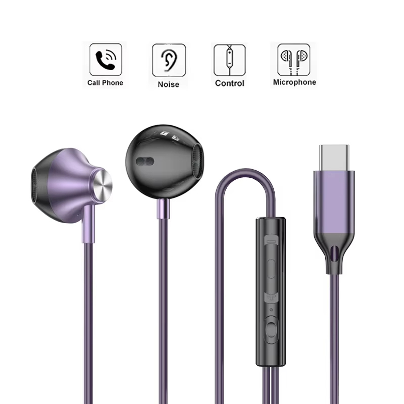 Type C Wired Earphones With Mic - سماعة رأس سلكية داخل الأذن HiFi