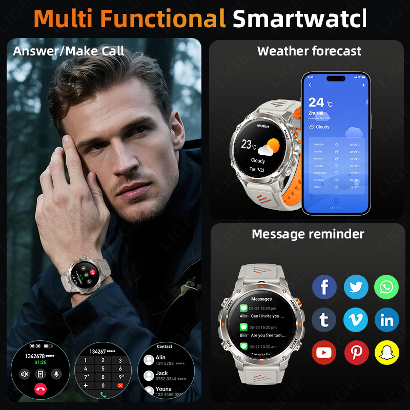 LIGE وعرة لتحديد المواقع المسا - مراجعة Smartwatches وسعره