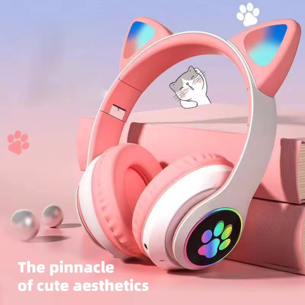 سماعات رأس لاسلكية بتصميم آذان - مراجعة Cat Ear Bluetooth Headset Led وسعره